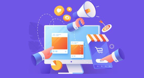 Vector illustration of digital marketing. Targeted advertising concept. Attracting target audience. SEO specialist workflow. Modern flat style.